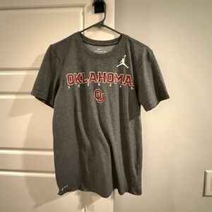 Jordan Gray Oklahoma Sooners Short Sleeve Tee with Red Logo Dri Fit